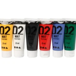 Akrylfarben 20 ml - Grundfarben, matt, 6 Stk.