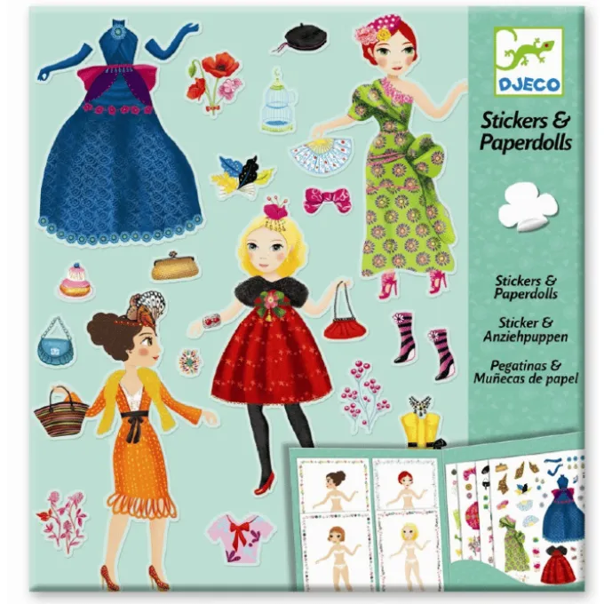 Anziehpuppen mit Stickern – Modekleidung