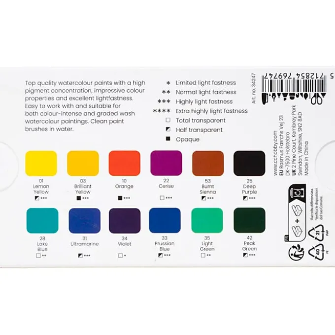 Aquarellkasten Art Aqua - Mix, 12 Farben