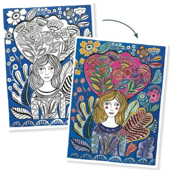 Ausmalposter – Blumen, 3 Stück