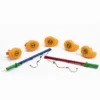 Badeenten, 5 Stück Gelb 8 cm + 2 Angelruten