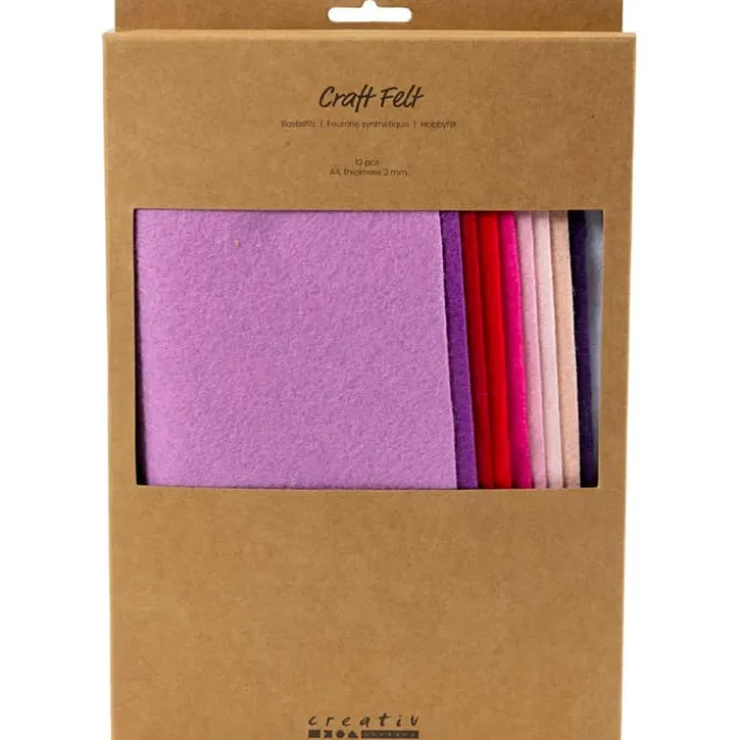 Bastelfilz A4 - lila/pink, 10 Stk.