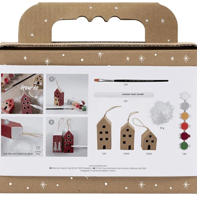 Bastelset Weihnachtsanhänger - Häuser, 5 Stk.