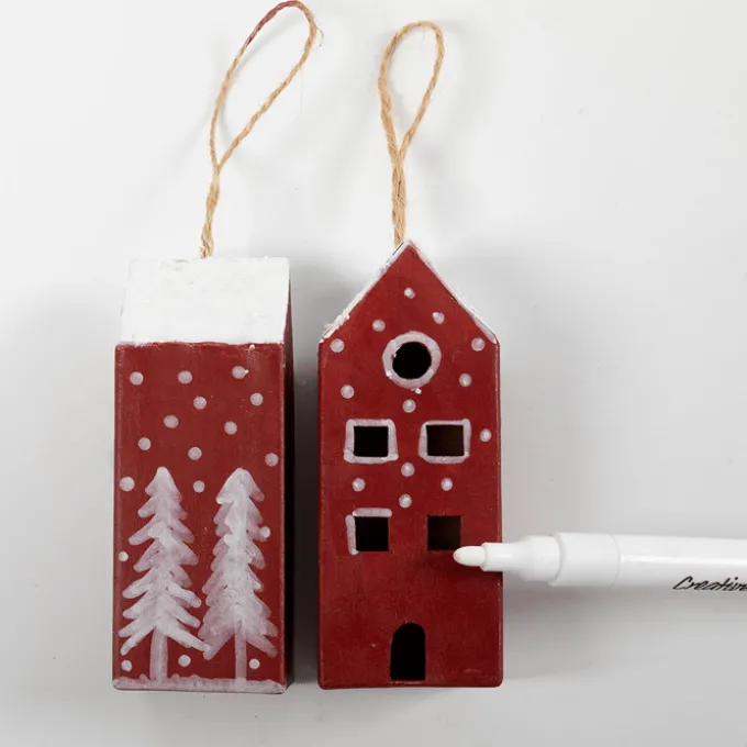 Bastelset Weihnachtsanhänger - Häuser, 5 Stk.