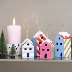 Bastelset Weihnachtsanhänger - Häuser, 4 Stk.