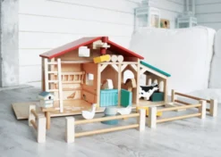 Bauernhof mit Tieren und Zubehör - Holz, 22 Teile