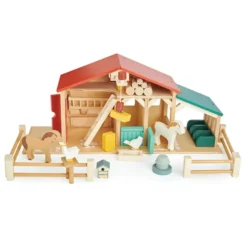 Bauernhof mit Tieren und Zubehör - Holz, 22 Teile