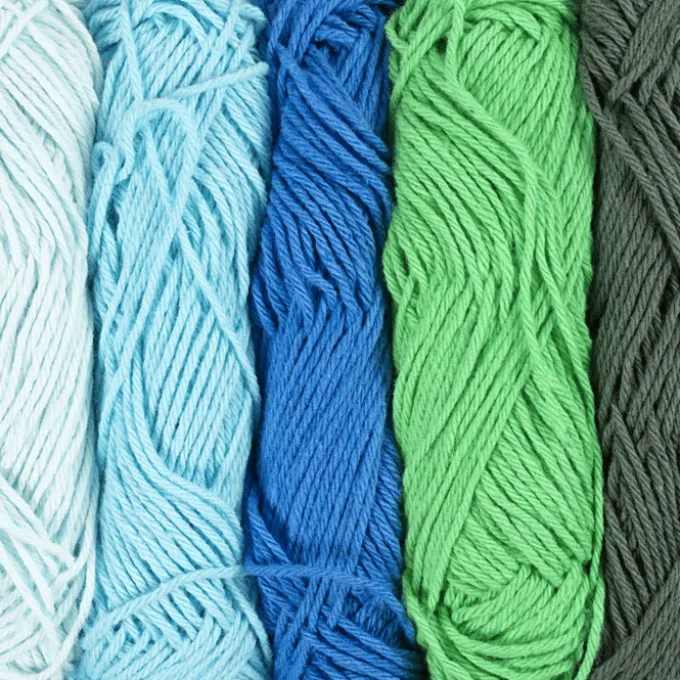 Baumwollgarn - Blau & Grün, 5 x 50 Meter