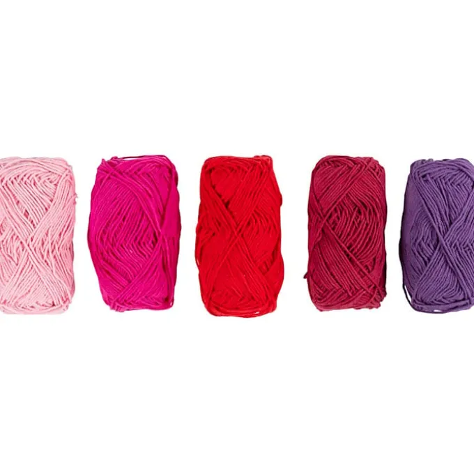 Baumwollgarn - Lila & Pink, 5 x 50 Meter