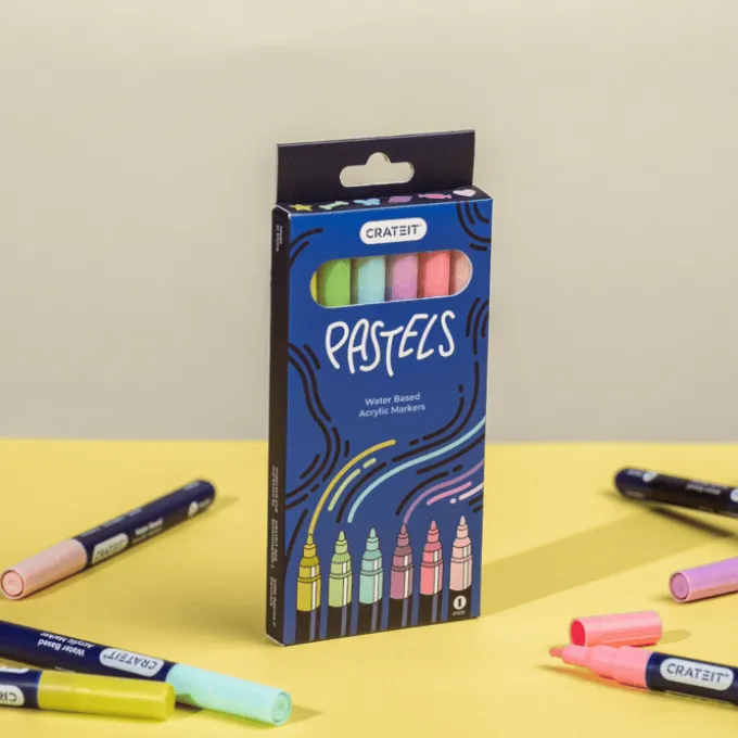 Crateit - Acrylfilzstifte Pastell 1mm, 6 Stk.
