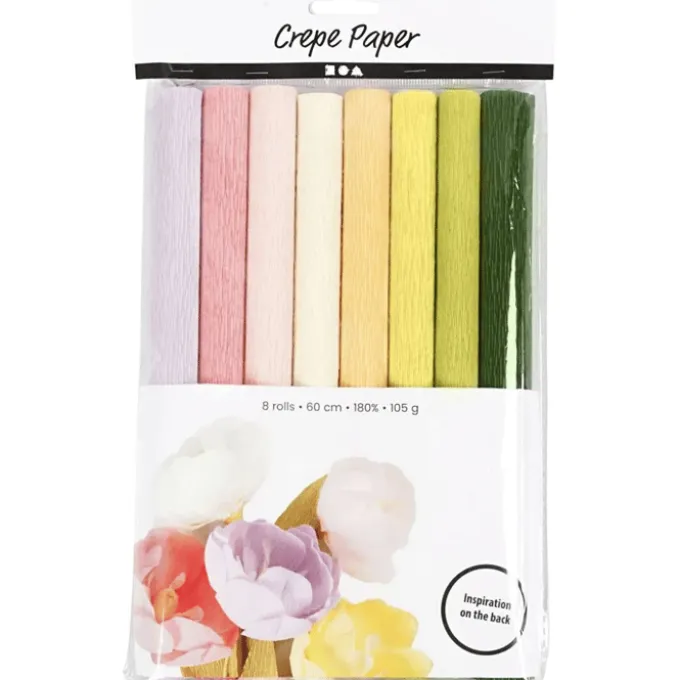 Crepepapier - pastel, 8 Rollen