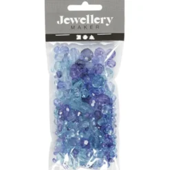 Facettenperlenmix - blau, 45 gr.