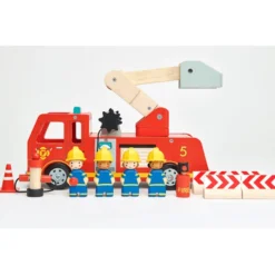 Feuerwehrauto aus Holz, 14-teilig