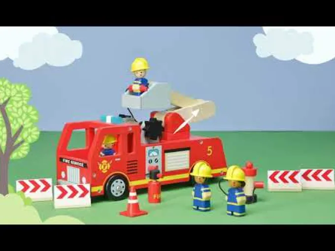 Feuerwehrauto aus Holz, 14-teilig