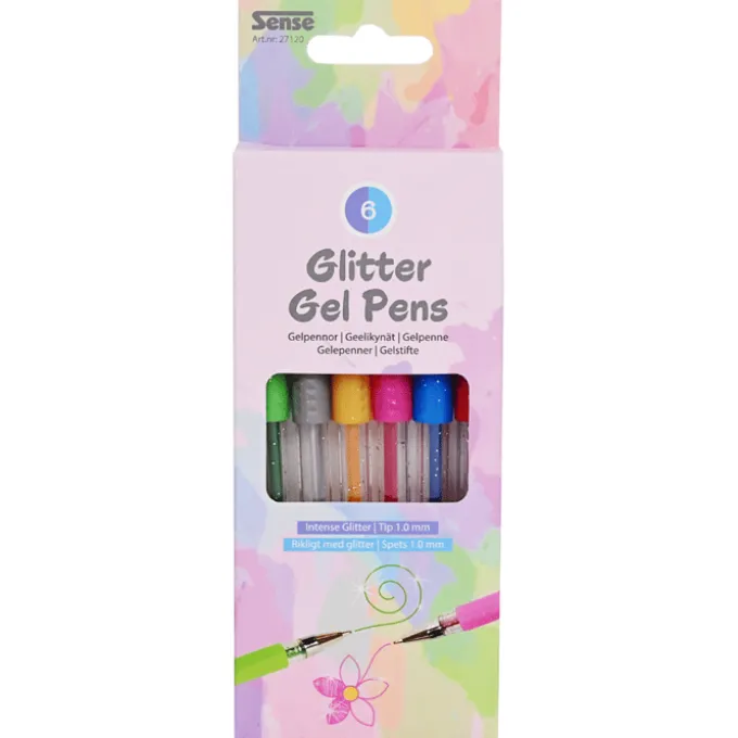 Gel-Kugelschreiber - Glitter, 6 Stk
