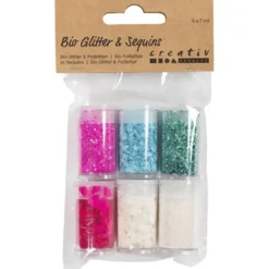 Glitzer & Pailletten – Pastell, 6 x 7 ml