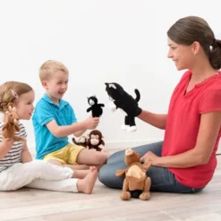 Hand- & Fingerpuppe - Katzenmama und Kätzchen
