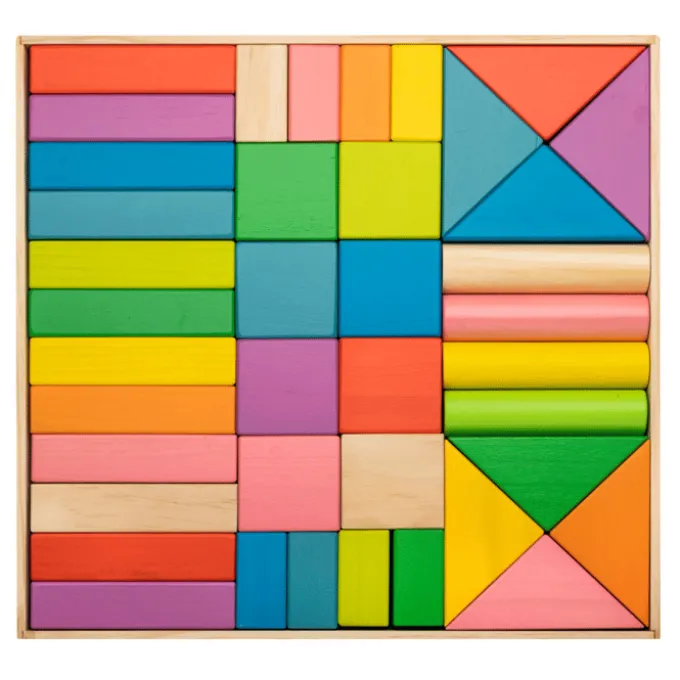 Holzklötze in Regenbogenfarben - 45 Teile