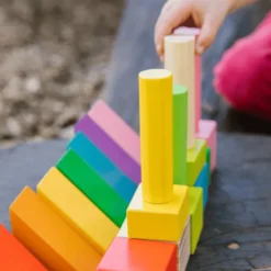 Holzklötze in Regenbogenfarben - 45 Teile