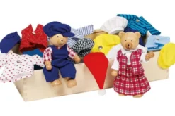 Holzpuppen Benna & Bennoh Bär - mit 8 Set Kleidern