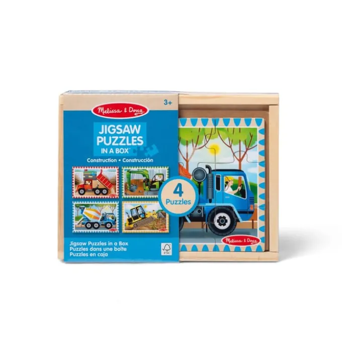 Holzpuzzle-Set m. 4 x 12 Teilen - Baustelle