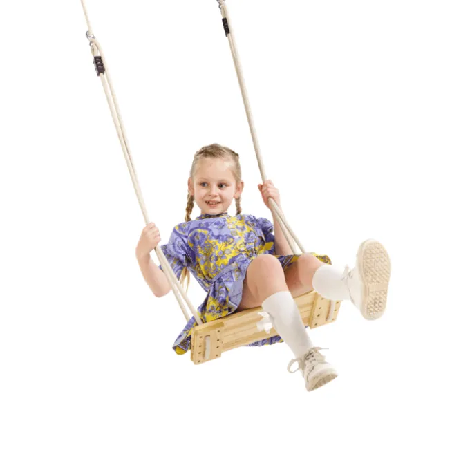 Holzschaukel 44x17,5 cm - 6m (beiges Seil)
