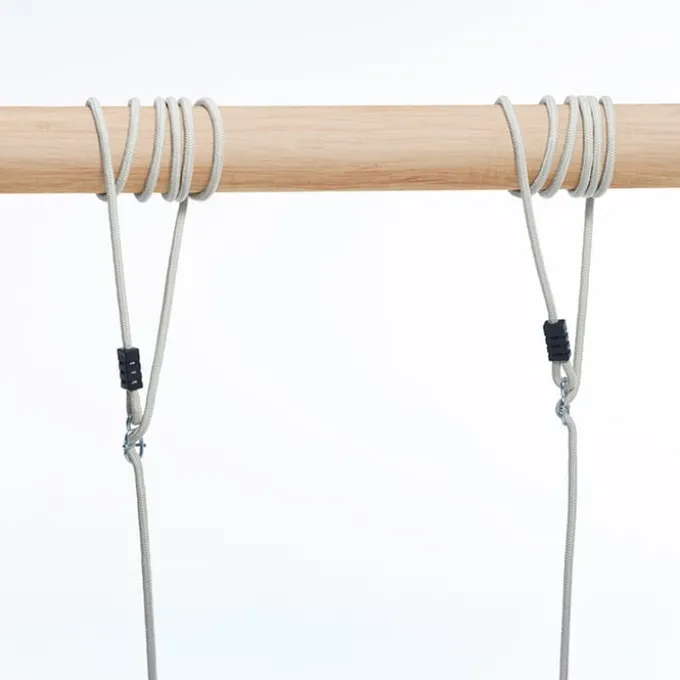 Holzschaukel 44x17,5 cm - 6m (beiges Seil)
