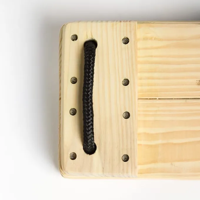 Holzschaukel 44 x 17,5 cm (schwarzes Seil)