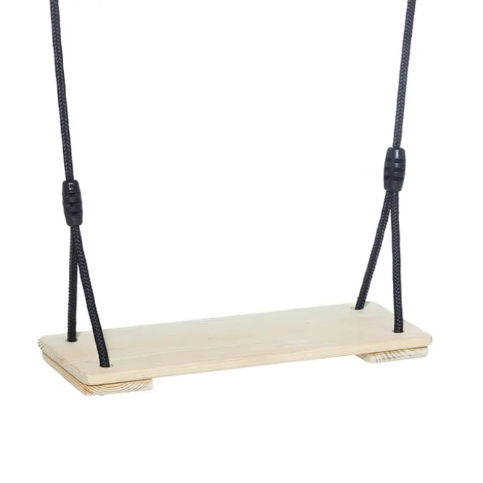 Holzschaukel 44 x 17,5 cm (schwarzes Seil)
