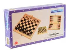 3-in-1 Brettspiele im Holzkoffer
