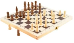 3-in-1 Brettspiele im Holzkoffer