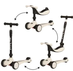 2-in-1 Rutschfahrzeug & Roller Kick'n Ride, grau