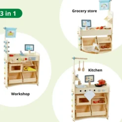 3-in-1 Spielstation – Küche, Laden & Werkstatt