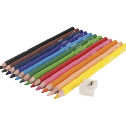 Jumbo-Buntstifte + Spitzer, 12 Stk.