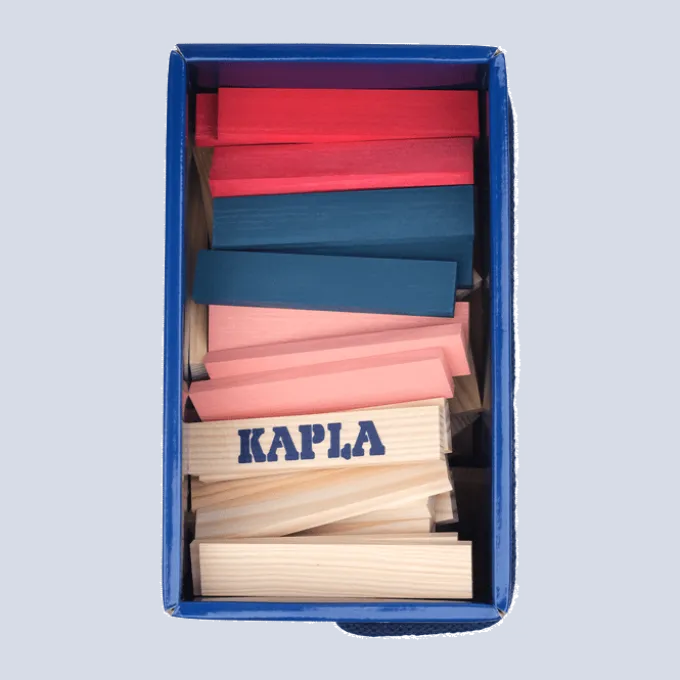 KAPLA Holzbausteine, 120 Stk - blau/rot/rosa
