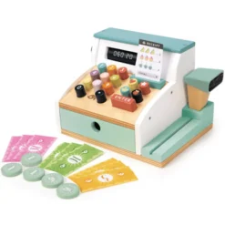 Kasse mit Scanner und Spielgeld