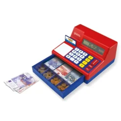 Kassengerät mit Rechenmaschine und Spielgeld