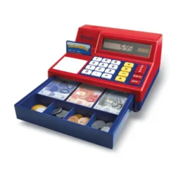 Kassengerät mit Rechenmaschine und Spielgeld