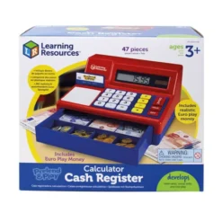 Kassengerät mit Rechenmaschine und Spielgeld