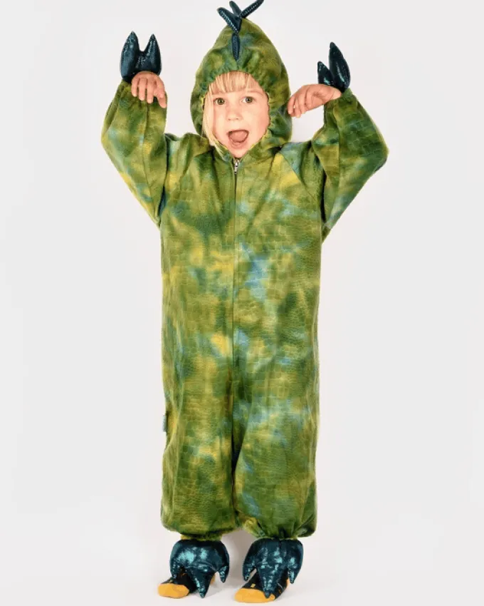 Kostüm Drache/Dino, grün - Gr. 3-4 Jahre
