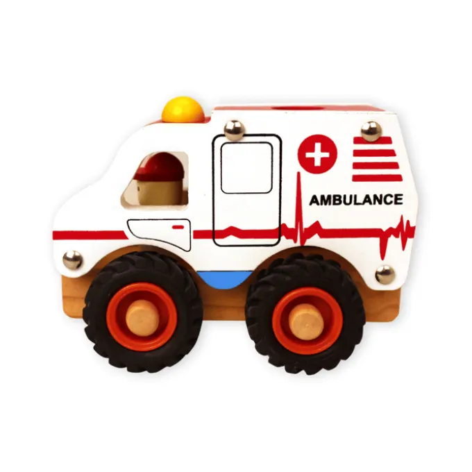 Krankenwagen mit Gummirädern - H: 9,5 cm