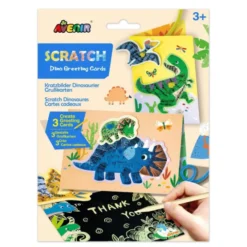 Kratz-Glückwunschkarten - Dinos, 3 Stk.