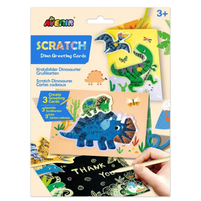 Kratz-Glückwunschkarten - Dinos, 3 Stk.
