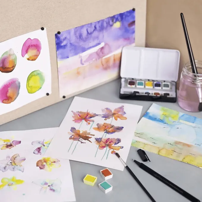Kreativ-Set Aquarell - Blumen & Landschaften