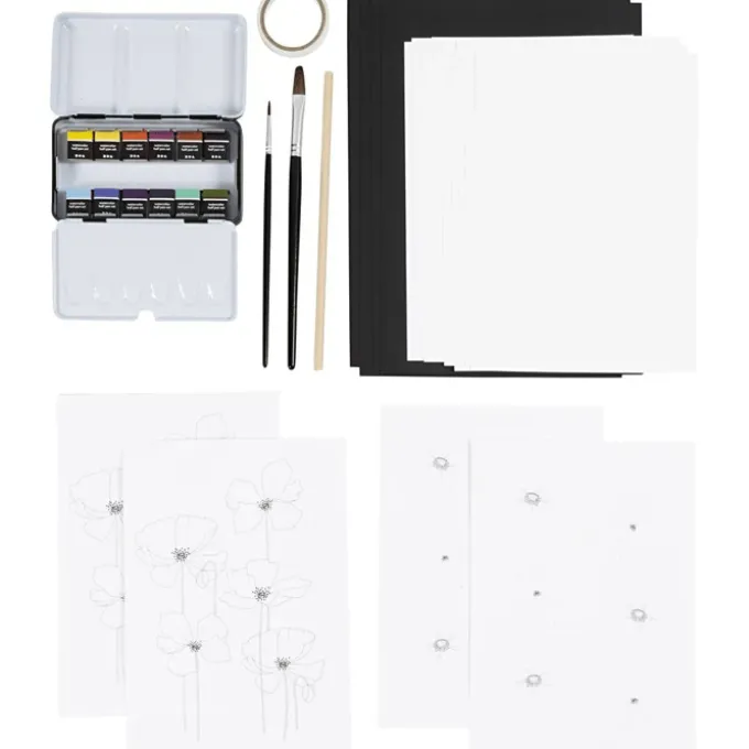 Kreativ-Set Aquarell - Blumen & Landschaften