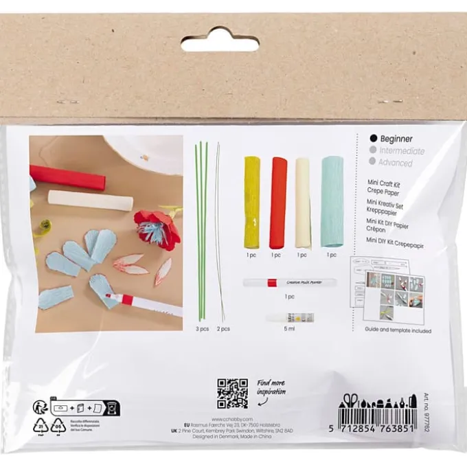 Krepppapier Set - Farbenmagie, 5 Blumen