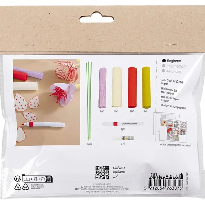 Krepppapier Set - Farbenmagie, 3 Blumen