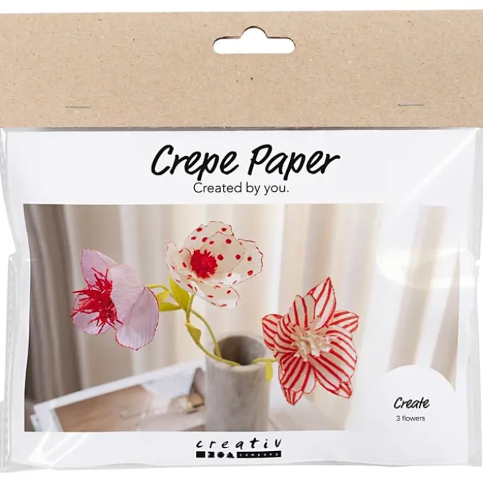 Krepppapier Set - Farbenmagie, 3 Blumen