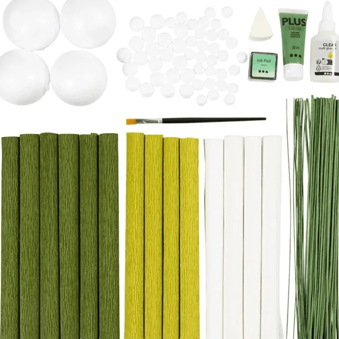 Krepppapier Set - Grüner Frühlingsstrauß