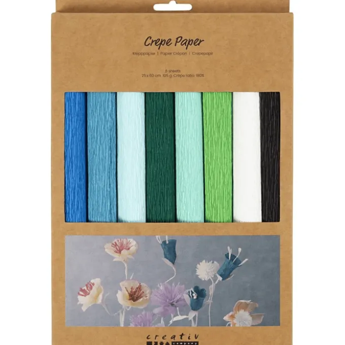 Krepppapier, 8 x 25x60 cm - blau/grün